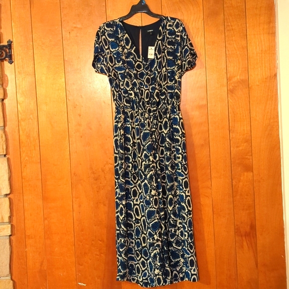 Express Snakeskin Wrap Front Culotte Jumpsuit - Picture 4 of 9